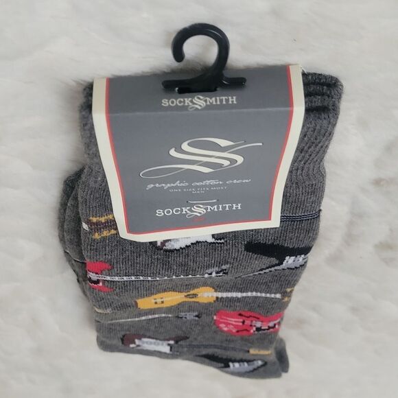 Socksmith Guitar Riff Crew Socks Multicolor Electric Acoustic Guitars OSFM New - Picture 4 of 7